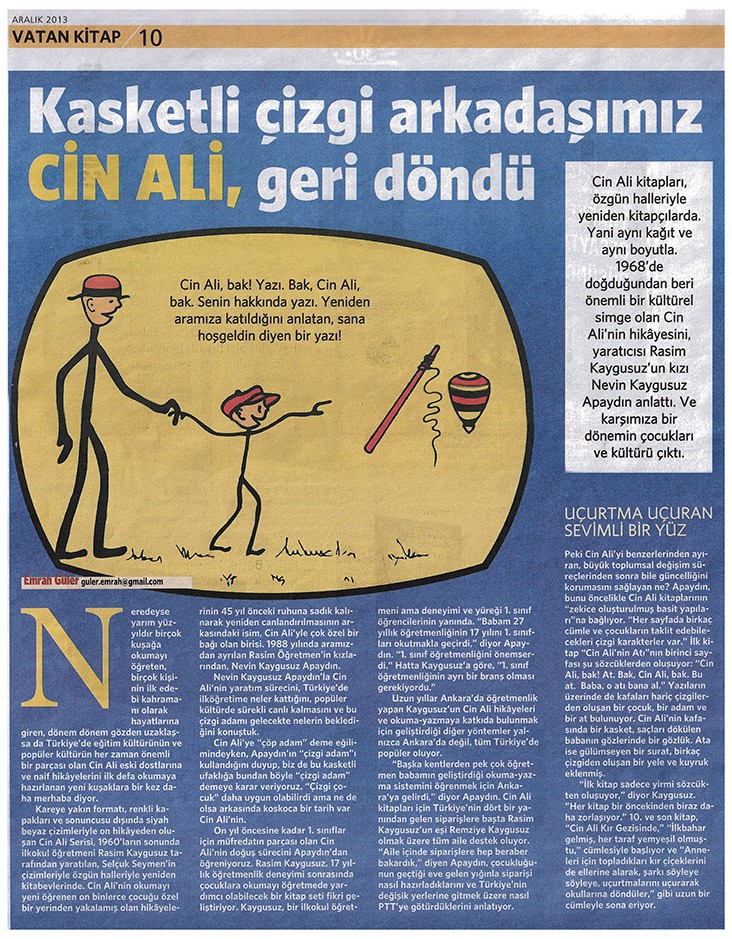 Kasketli, Çizgi Arkadaşımız Cin Ali Geri Döndü- Vatan Gazetesi Kitap Eki
