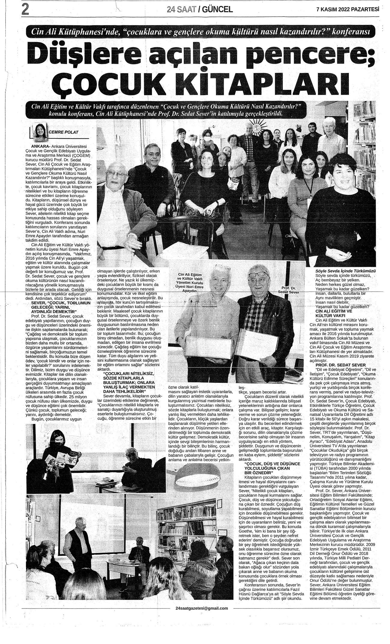 Düşlere Açılan Pencere; Çocuk Kitapları- 24 Saat Gazetesi