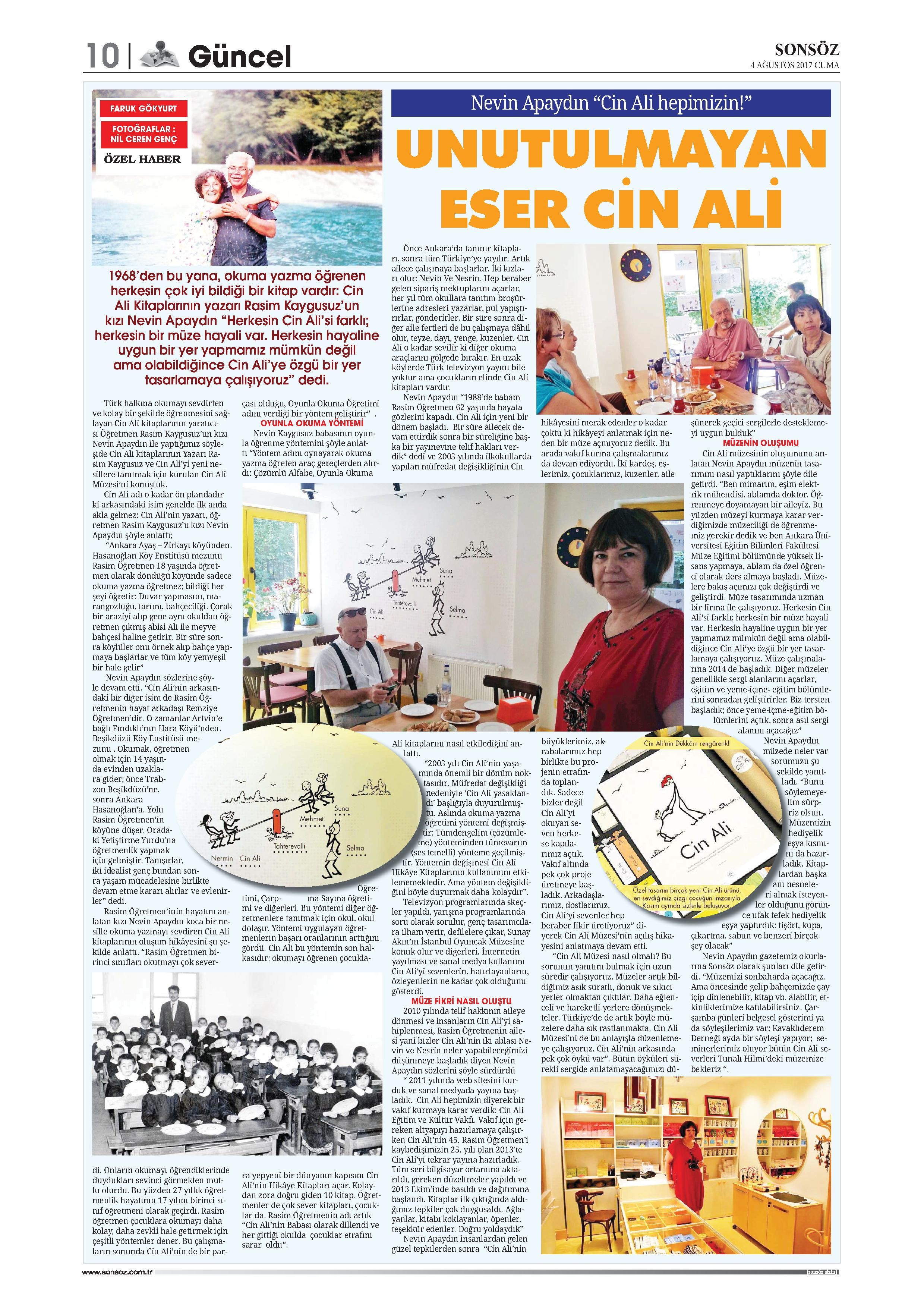 UNUTULMAYAN ESER CİN ALİ- Sonsöz Gazetesi