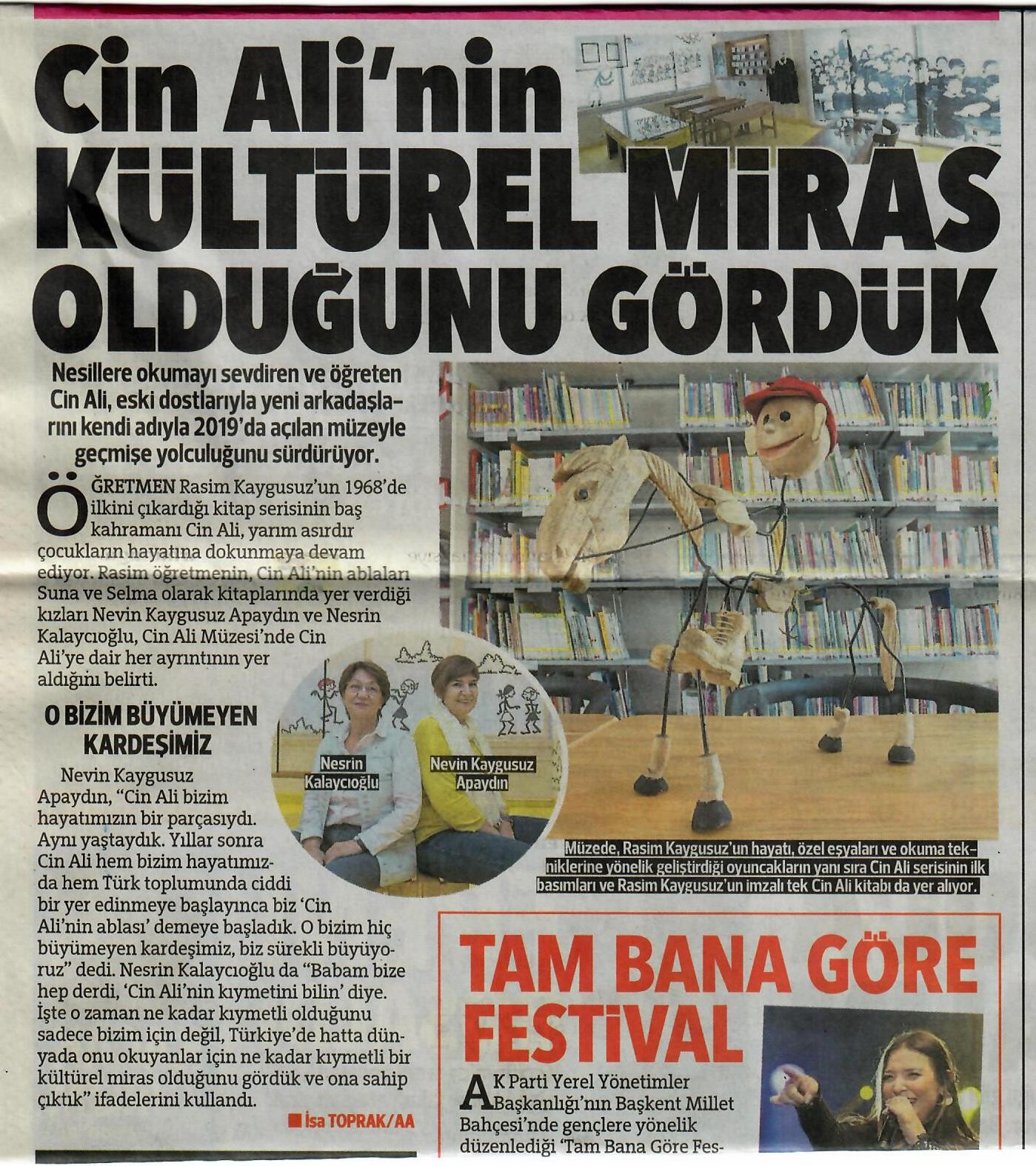 Cin Ali'nin Kültürel Miras Olduğunu Gördük- Hürriyet Gazetesi Ankara Eki