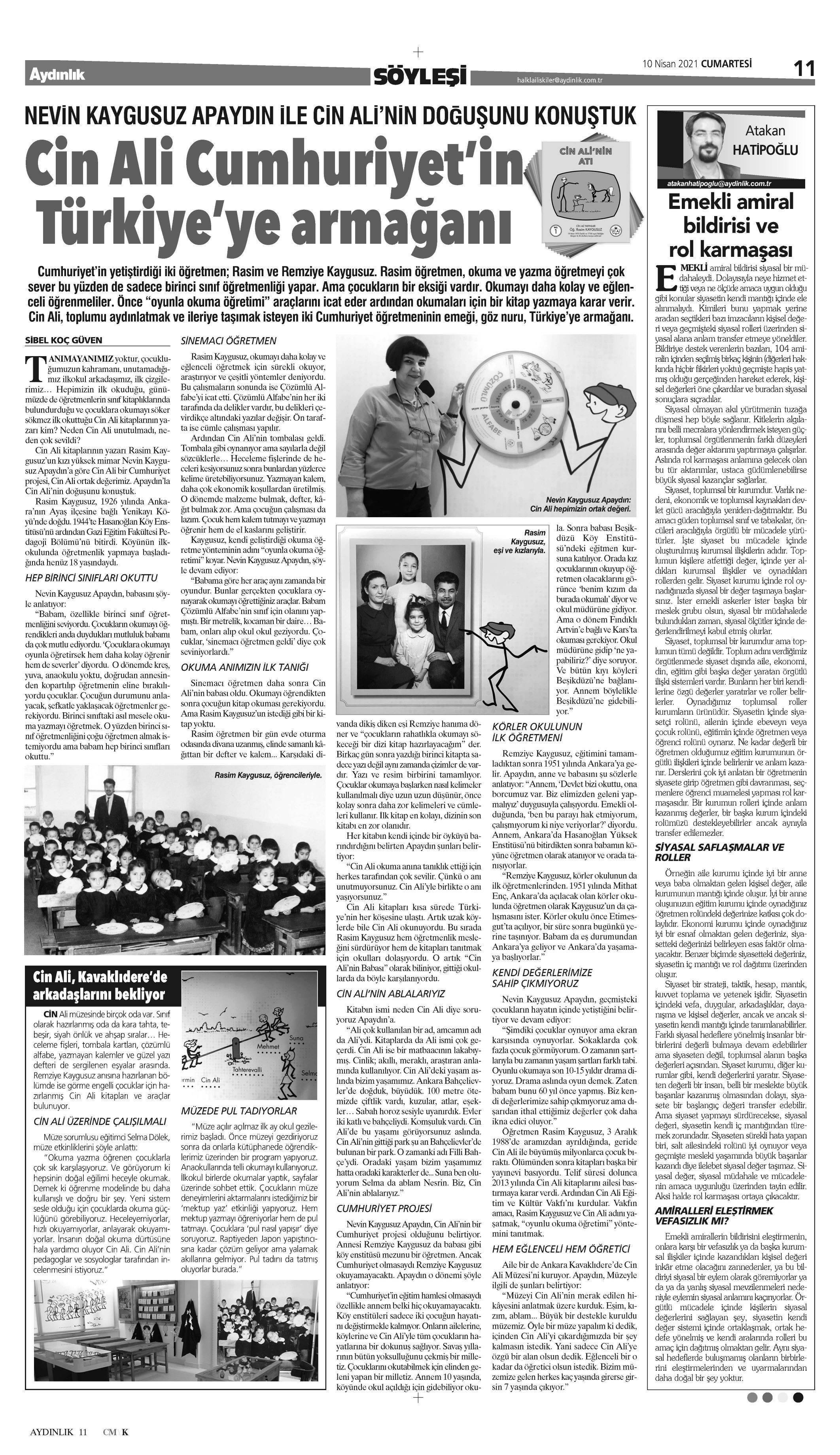 Cin Ali Cumhuriyet'in Türkiye'ye Armağanı- Aydınlık Gazetesi