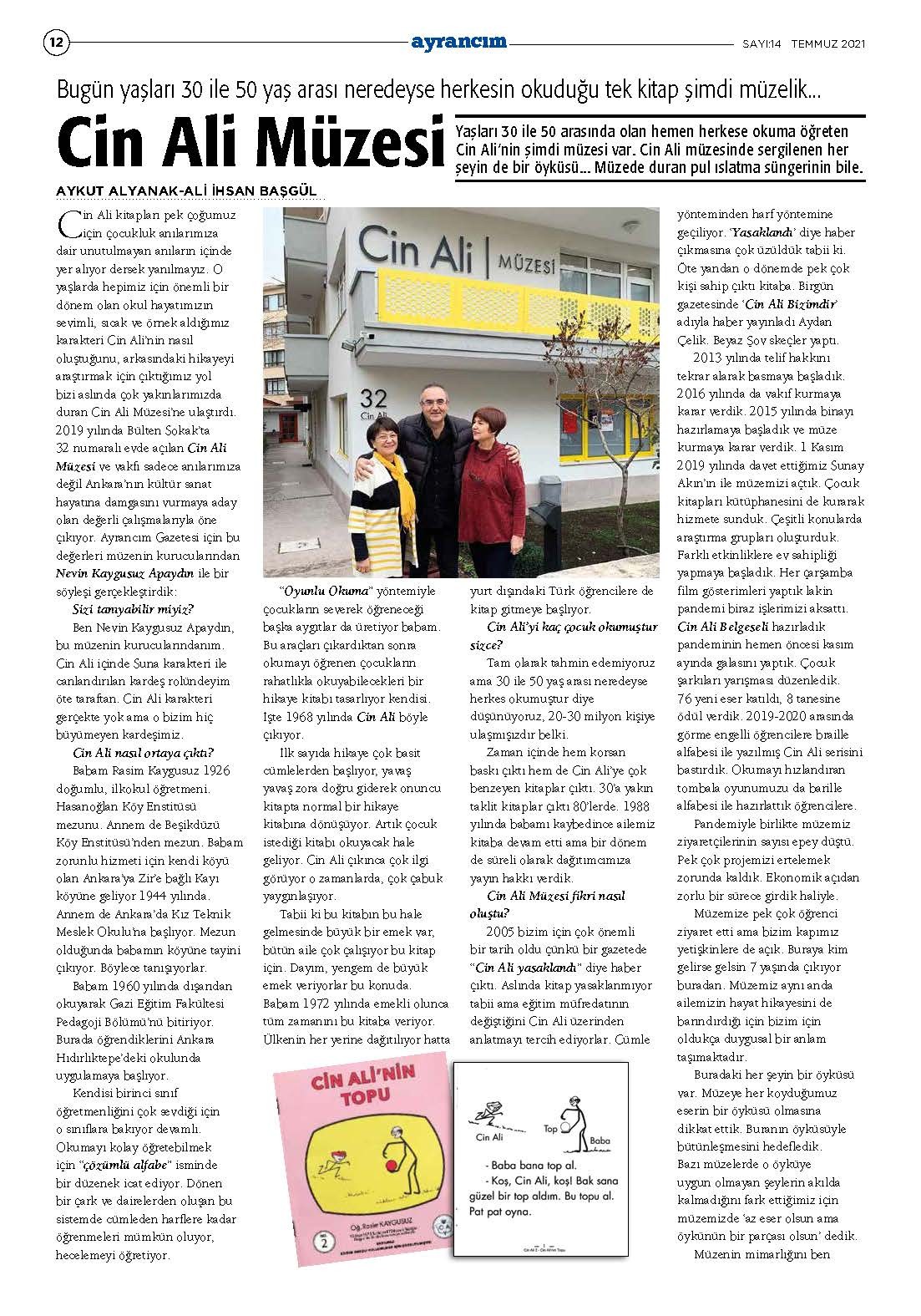 Cin Ali Müzesi- Ayrancım Gazetesi