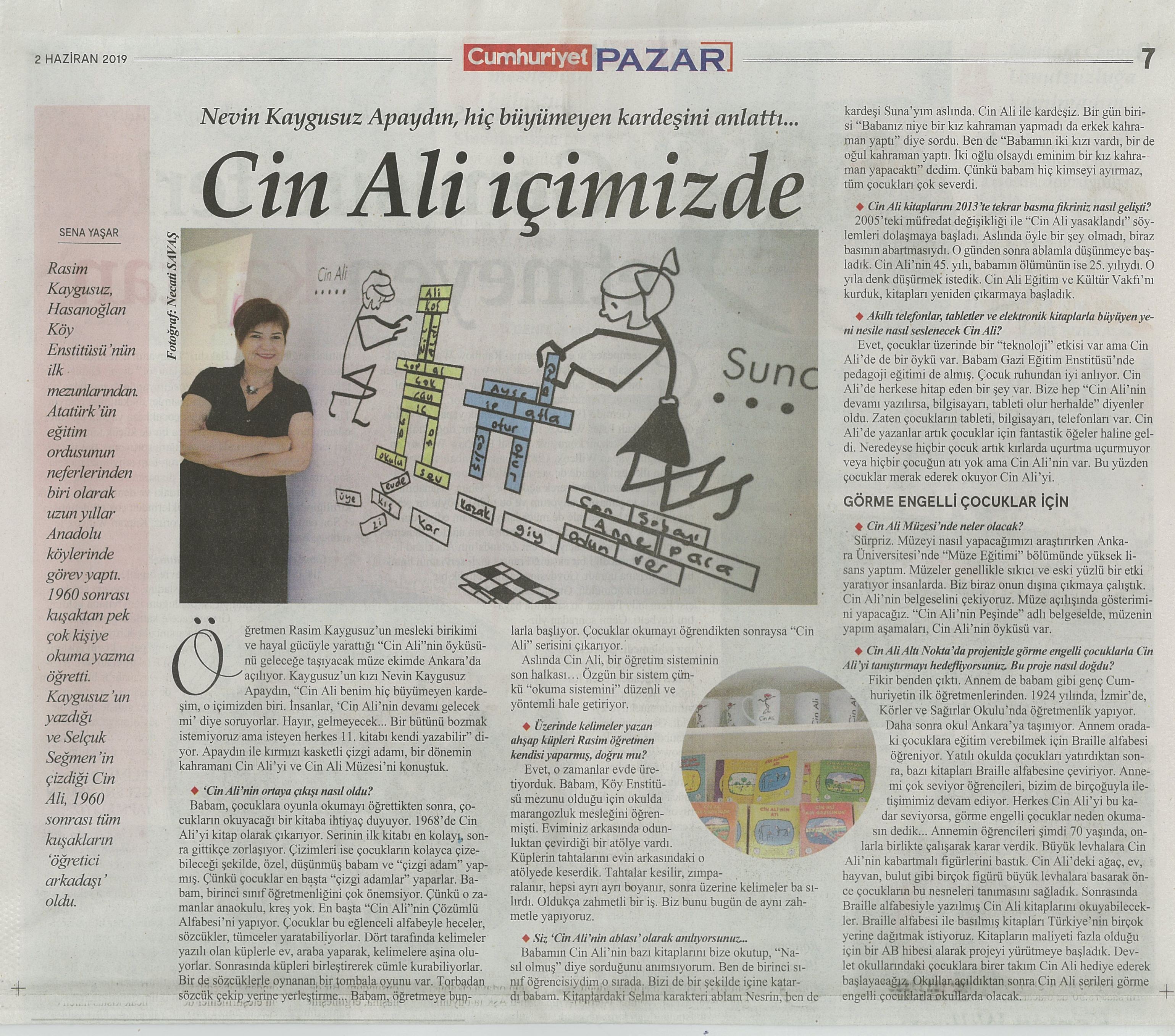 Cin Ali İçimizde- Cunhuriyet Gazetesi Pazar Eki